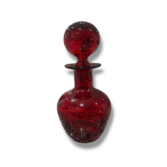 Vintage '70 Rainbow Glass Ruby Red Decanter with Stopper